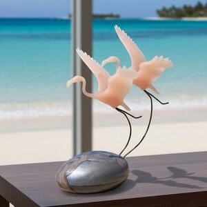 Vintage John Perry Mooon Egg Pink Flamingos 1985